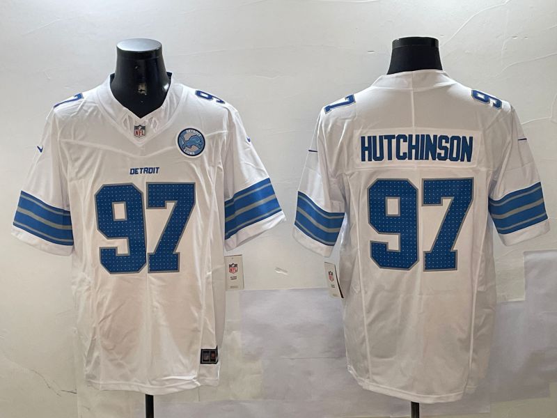 Men Detroit Lions 97 Hutchinson White three generations 2024 Nike Limited NFL Jersey style 2